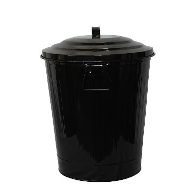 Black Large Metal Trash Can