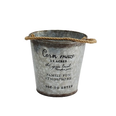 Hemp rope with white iron round wine cooler bucket