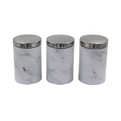 3 Piece Galvanized Metal Food Storage and Organization Canister Set