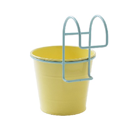 Colored metal galvanized hanging flower pot with Fence hook