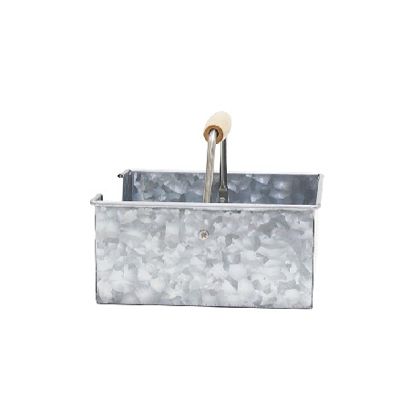 Galvanized metal napkin holder with woodle handle