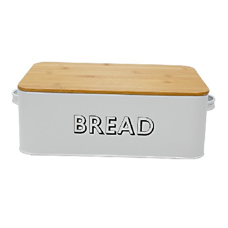 MIf garden brand hot sale metal white bread bin with wood lid