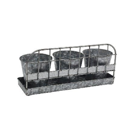 Country Style Galvanized Metal Wall-mounted Set 3 Flower pot