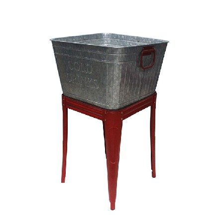 17 Gallon Metal Galvanized Party Cold Drink Beverage Tub With Stand